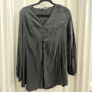 The White Company Silk Peasant Shirt, black size medium